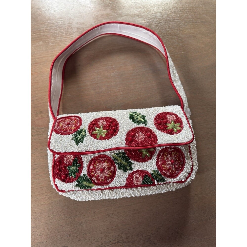 Beaded Tomato Bag Handcrafted In India NEW w/tags Viral Tiktok Red White 10x6" - Picture 16 of 16
